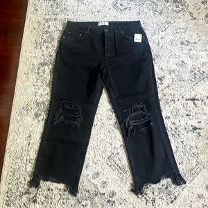 We The Free | Free People Midrise Straight Distressed black jeans NWT